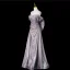 Scintillantes Sexy Violet Perlage Paillettes Robe De Bal 2025 Trompette / Sirène De l'épaule Manches Courtes Dos Nu Noeud Longue Promo Robe De Ceremonie