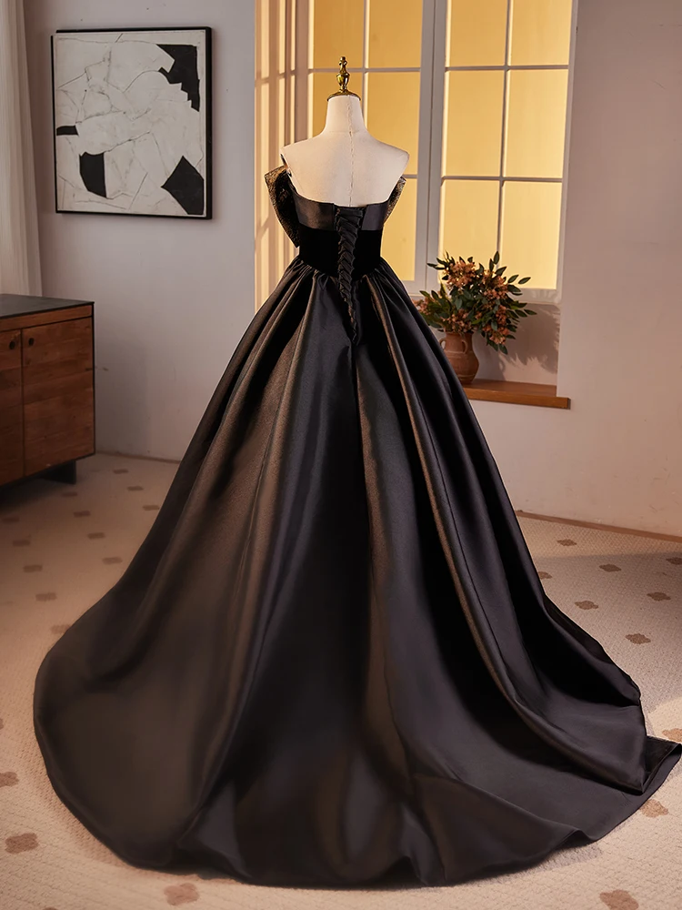 green emerald velvet dress Black One-Shoulder Bow Formal Cocktail Dress – Black Tie Ready – The Dress  Outlet main image 1