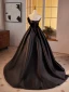 Elegant Black Prom Dresses 2024 Ball Gown Strapless Bow Sleeveless Backless Floor-Length / Long Prom Formal Dresses