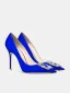 Elegant Royal Blue Satin Rhinestone Prom Pumps 2024 10 cm Stiletto Heels Pointed Toe Pumps High Heels