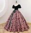Chic / Belle Vert Foncé Impression Robe De Bal 2022 Robe Boule Encolure Carrée Manches Courtes Dos Nu Noeud Ceinture Longue Promo Robe De Ceremonie