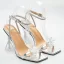 Charmant Sexy Silber Abend Kristall Sandalen Damen 2022 Strass Knöchelriemen 9 cm Stilettos Peeptoes Sandaletten Hochhackige