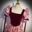 Chic / Beautiful Burgundy Printing Sequins Prom Dresses A-Line / Princess 2022 Square Neckline Puffy Short Sleeve Backless Sweep Train Prom Formal Dresses