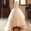 Chic / Beautiful Blushing Pink Beading Sequins Cascading Ruffles Birthday Flower Girl Dresses 2025 Ball Gown High Neck Sleeveless Backless Floor-Length / Long