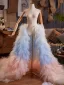 Fashion Two Tone Handmade  Cascading Ruffles Prom shawl 2025 Tulle
