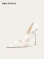 Elegant White Embroidered Lace Wedding Shoes 2025 10 cm Stiletto Heels Pointed Toe Wedding Pumps High Heels