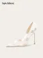 Elegant White Embroidered Lace Wedding Shoes 2025 10 cm Stiletto Heels Pointed Toe Wedding Pumps High Heels