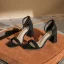 Simple Noire Été Désinvolte Daim Sandales Femme 2022 Bride Cheville 7 cm Talons Épais Peep Toes / Bout Ouvert Sandales Talons Hauts