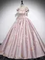 Elegant Beige Lace Flower Bow Satin Prom Dresses 2024 Ball Gown Square Neckline Sleeveless Backless Floor-Length / Long Prom Formal Dresses