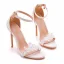 Sexy White Lace Flower Wedding Shoes 2023 Ankle Strap 11 cm Stiletto Heels Open / Peep Toe Wedding Sandals High Heels