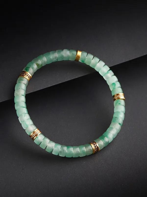Fine Lime Grønn Jadeitt Gradient-Farge Håndlaget Armbånd Tilbehør 2026
