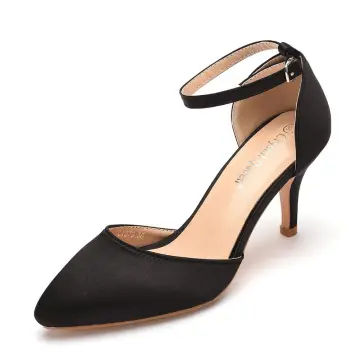 Simple Noire Promo Sandales Femme 2024 Bride Cheville 7 Cm Talons Aiguilles À Bout Pointu Talons Hauts