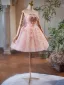 Flower Fairy Blushing Pink Appliques Short Homecoming Graduation Dresses 2025 Strapless Sleeveless Backless Tulle