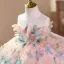 Flower Fairy Blushing Pink Beading Appliques Sequins Birthday Short Flower Girl Dresses 2025 Ball Gown Scoop Neck Sleeveless Backless Tulle