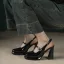 Elegant Black Casual Womens Shoes 2026 10 cm Thick Heels Round Toe High Heels