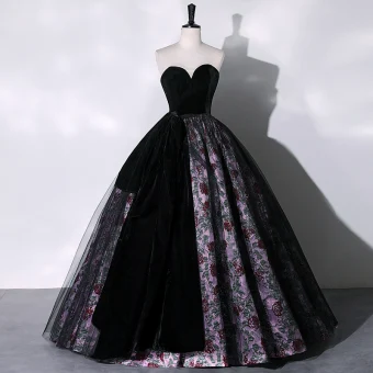 Elegante Schwarz Wildleder Blumen Ballkleider 2023 Ballkleid Bandeau Ärmellos Rückenfreies Lange Ball Festliche Kleider