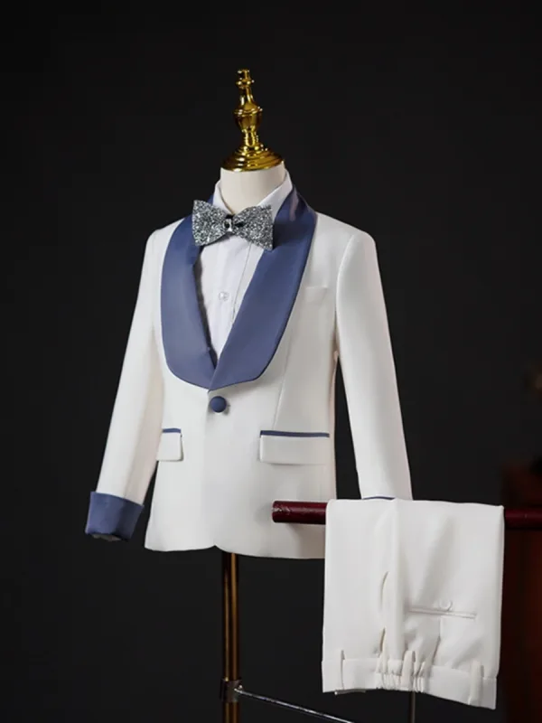 Fashion Ivory 4-piece Prom Boys Wedding Suits 2023 Coat Pants Shirt Tie