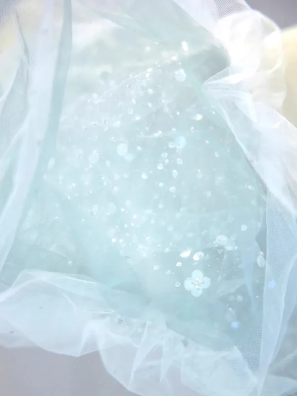 Charmant Himmelblau Pailletten Ballkleider 2023 Ballkleid Eckiger Ausschnitt Kurze Ärmel Geschwollenes Rückenfreies Hof-Schleppe Ball Festliche Kleider