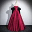 Elegant Burgundy Prom Dresses Satin 2024 Ball Gown Strapless Removable sleeves Backless Floor-Length / Long Prom Formal Dresses