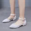 Elegant White Pearl Lace Flower Flat Wedding Shoes 2024 Ankle Strap Pointed Toe Wedding Sandals