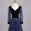 Chic / Beautiful Navy Blue Glitter Butterfly Appliques Prom Dresses 2024 A-Line / Princess V-Neck Long Sleeve Backless Floor-Length / Long Prom Formal Dresses