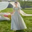Modest / Simple Mint Green Bow Bridesmaid Dresses 2022 A-Line / Princess Short Sleeve Backless Floor-Length / Long Wedding Party Dresses