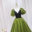 Fashion Clover Green Prom Dresses 2024 Ball Gown V-Neck Puffy Short Sleeve Backless Floor-Length / Long Prom Formal Dresses