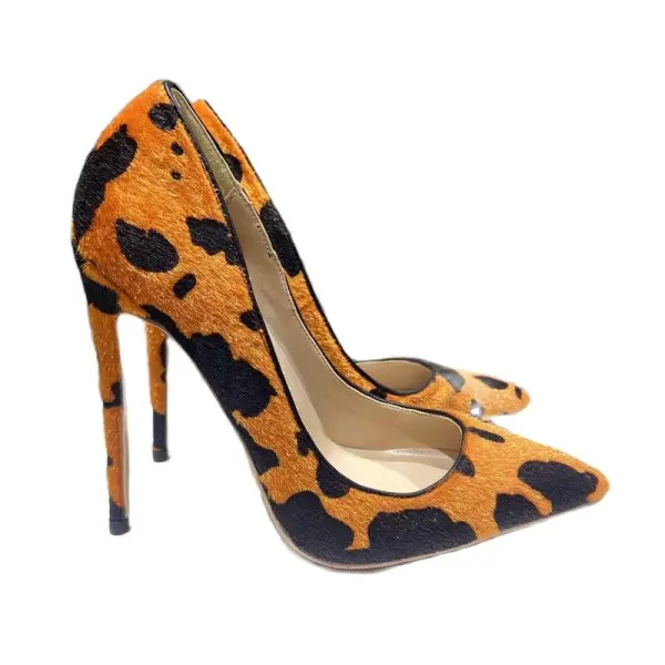 Mode Apelsin Leopardmönstrad Afton Pumps 2023 12 cm Stilettklackar Spetsiga Pumps Högklackade