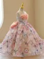 Charming Champagne Beading Rhinestone Sequins Appliques Flower Girl Dresses 2023 Ball Gown Scoop Neck Birthday Sleeveless Backless Bow Floor-Length / Long
