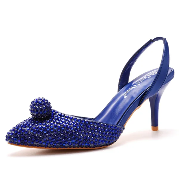 Sexy Summer Sky Blue Rhinestone Cocktail Party 2023 7 cm Stiletto Heels Pointed Toe Womens Sandals