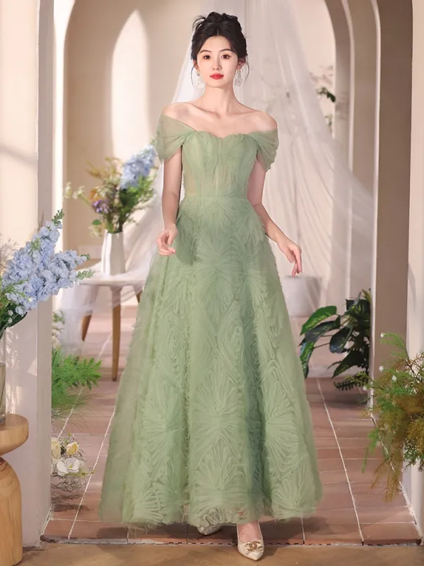 Chic / Beautiful Sage Green Prom Dresses 2024 ALine / Princess OffThe