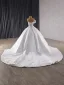 High End Weiß Handgefertigt Perlenstickerei Pailletten Applikationen Brautkleider / Hochzeitskleider 2025 Ballkleid One-Shoulder Ärmellos Rückenfreies Hof-Schleppe