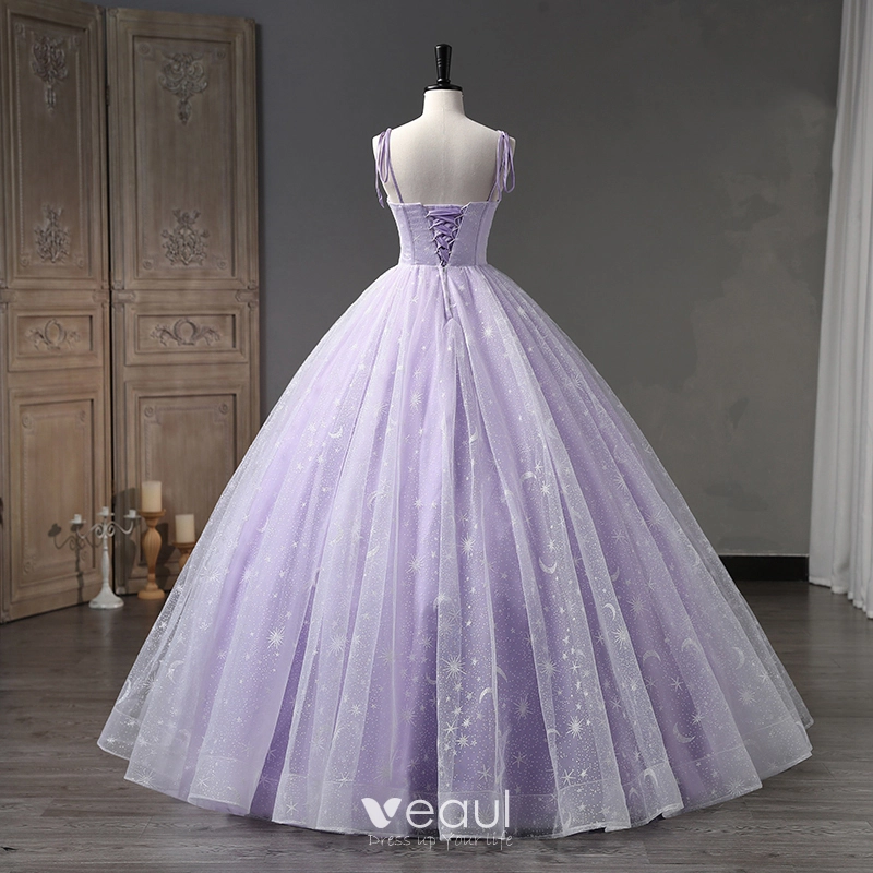 Lavender Metallic Sculpted Gown with Sequined pearl Embroidery