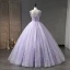 Chic / Belle Lavande Glitter Robe De Bal 2023 Robe Boule Bretelles Spaghetti Sans Manches Dos Nu Longue Promo Robe De Ceremonie