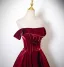 Chic / Beautiful Burgundy Beading Prom Dresses 2025 Ball Gown Off-The-Shoulder Sleeveless Backless Floor-Length / Long Formal Dresses