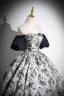 Elegante Schwarz Drucken Ballkleider 2024 Ballkleid Off Shoulder Kurze Ärmel Rückenfreies Lange Ball Festliche Kleider