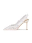 Elegant White Lace Wedding Shoes 2024 Wedding Leather 8 cm Stiletto Heels Pointed Toe Sandals High Heels