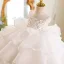 Voluminous Champagne Beading Sequins Cascading Ruffles Birthday Short Flower Girl Dresses 2026 Ball Gown Scoop Neck Sleeveless Backless