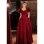 Chic / Beautiful Burgundy Satin Prom Dresses 2022 A-Line / Princess Square Neckline Puffy Short Sleeve Backless Floor-Length / Long Formal Dresses