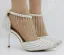 Charming Gold Pearl Rhinestone Wedding Shoes 2023 Ankle Strap 9 cm Stiletto Heels Pointed Toe Wedding High Heels