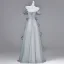 Charmant Gris Perlage Appliques Paillettes Robe De Soirée 2026 Princesse De l'épaule Manches Courtes Dos Nu Longue Robe De Ceremonie
