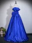 Vintage / Retro Royal Blue Bow Prom Dresses 2026 Ball Gown Strapless Sleeveless Backless Floor-Length / Long Formal Dresses