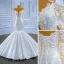 High-end White Pearl Lace Flower Wedding Dresses 2022 Ball Gown Off-The-Shoulder Long Sleeve Backless Floor-Length / Long Wedding