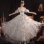 Flower Fairy White Floral Prom Dresses 2023 A-Line / Princess Off-The-Shoulder Short Sleeve Backless Floor-Length / Long Prom Formal Dresses