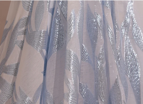 Fashion Sky Blue Glitter Rhinestone Prom Dresses 2023 A-Line / Princess Off-The-Shoulder Bow Short Sleeve Backless Floor-Length / Long Prom Formal Dresses