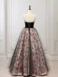 Chic / Beautiful Black Printing Prom Dresses 2026 A-Line / Princess Strapless Sleeveless Backless Floor-Length / Long Formal Dresses