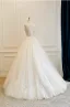 Stunning A-Line / Princess Ivory Beading Lace Wedding Dresses 2025 U-Neck Crossed Straps Sleeveless Tulle