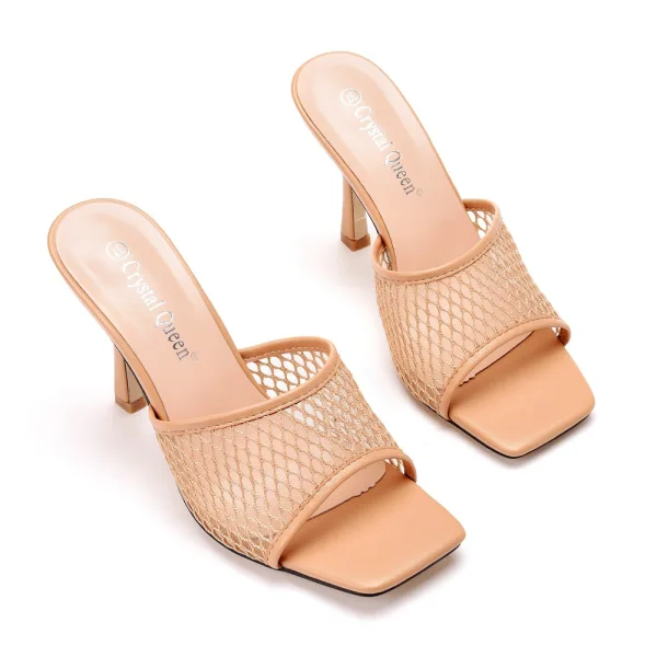 Modest / Simple Beige Casual Pierced Womens Sandals 2022 9 cm Stiletto Heels Open / Peep Toe Sandals High Heels