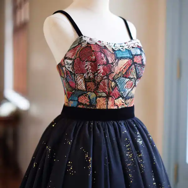 Vintage / Retro Navy Blue Embroidered Sequins Short Homecoming Graduation Dresses 2024 Ball Gown Spaghetti Straps Sleeveless Backless Formal Dresses