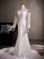 Élégant Blanche Perlage Paillettes Robe De Mariée 2026 Trompette / Sirène De l'épaule 3/4 Manches Dos Nu Longue Mariage